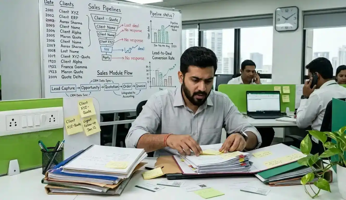 A worker in a professional setting uses a crm-tool-missed-opportunities to identify and recover potential lead generation gaps.