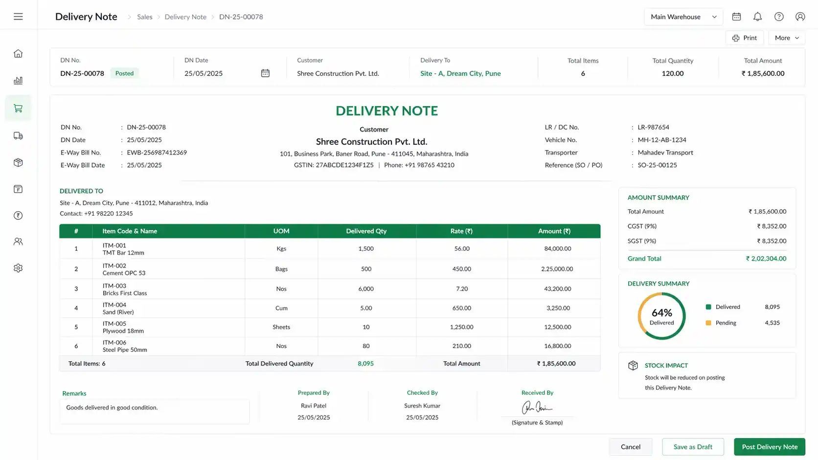 Delivery Note