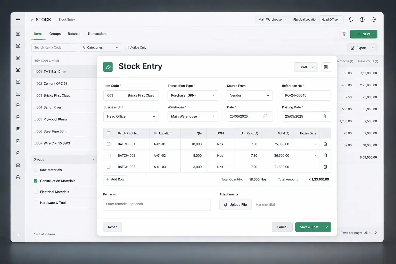 Stock transactions overview