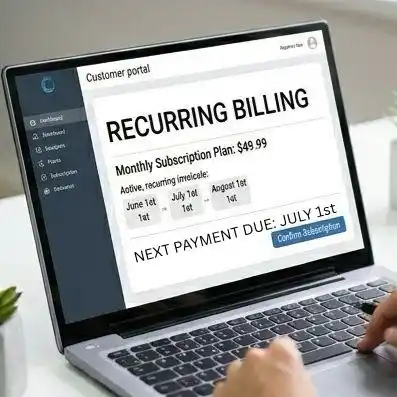 Laptop screen showing a "Recurring Billing" cost management ERP interface.