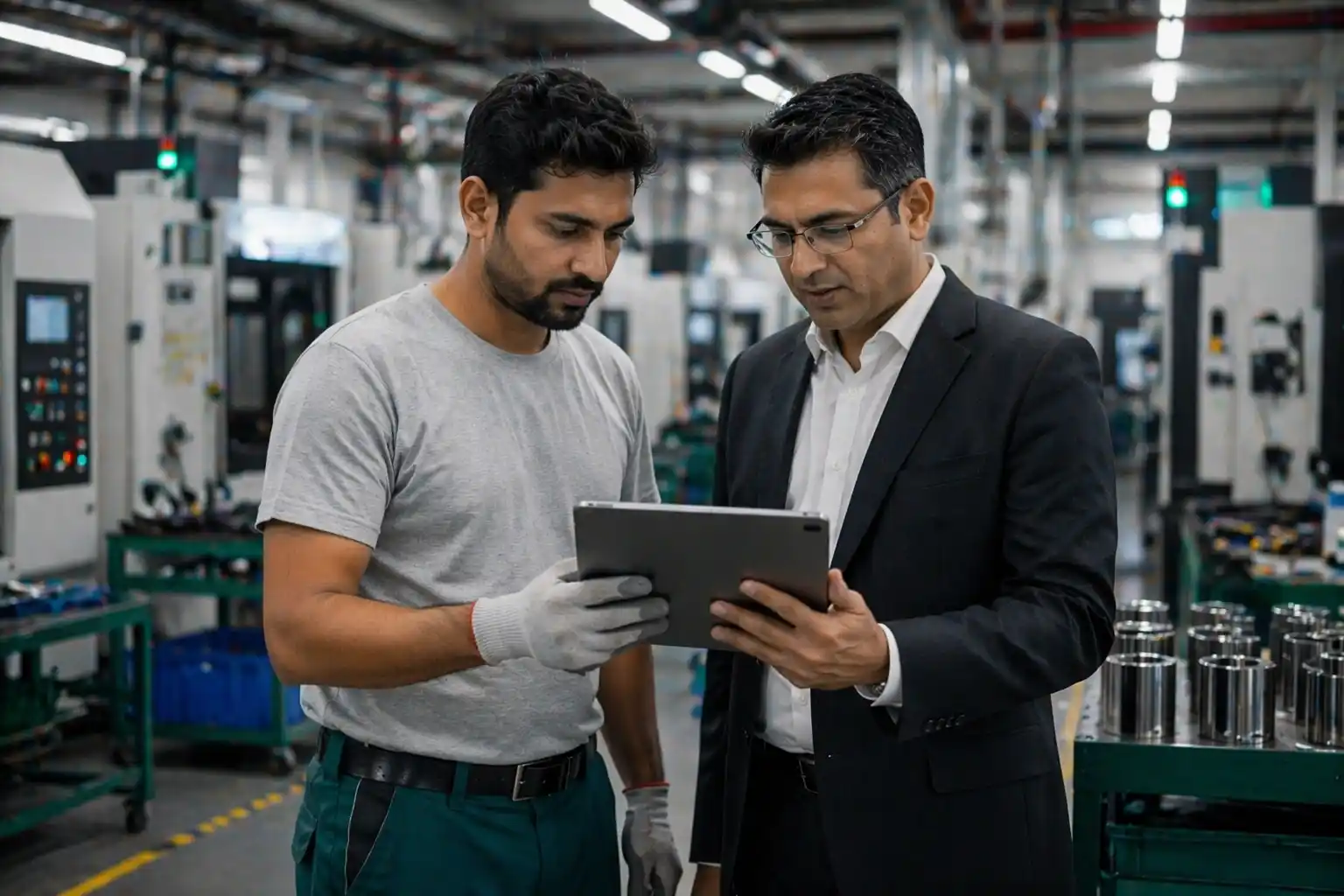 Quality inspection process in job work ERP showing subcontracting receipt, inspection workflow, and stock management.